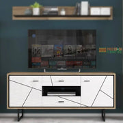 Brolo TV Unit 2 Door 2 Drawer With Walnut And Dark Panel Finish - Price Crash Furniture