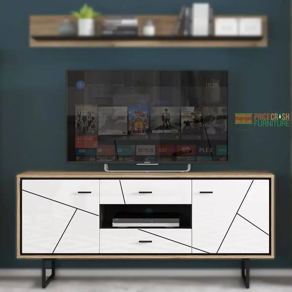 Brolo TV Unit 2 Door 2 Drawer With Walnut And Dark Panel Finish - Price Crash Furniture