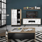 Brolo TV Unit 2 Door 2 Drawer With Walnut And Dark Panel Finish - Price Crash Furniture