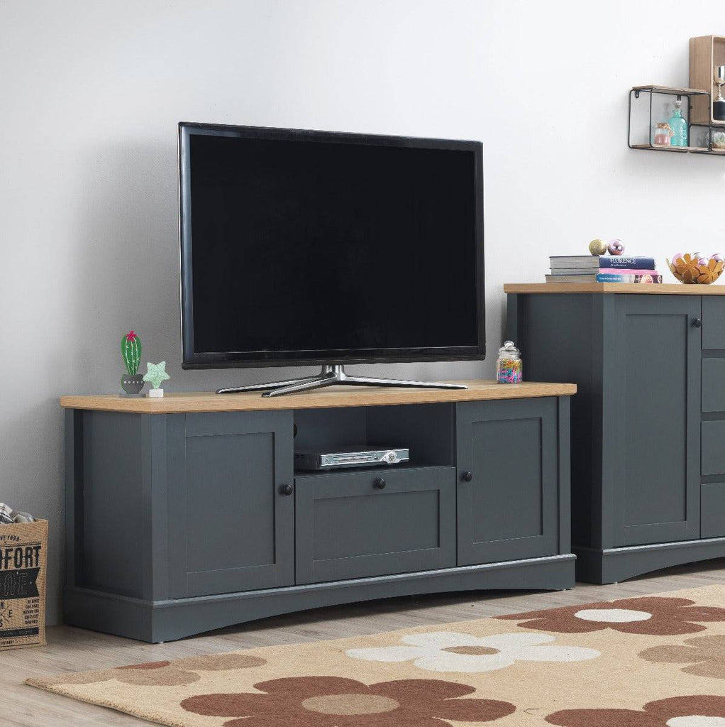 Carden TV Cabinet Stand in Grey by TAD - Price Crash Furniture
