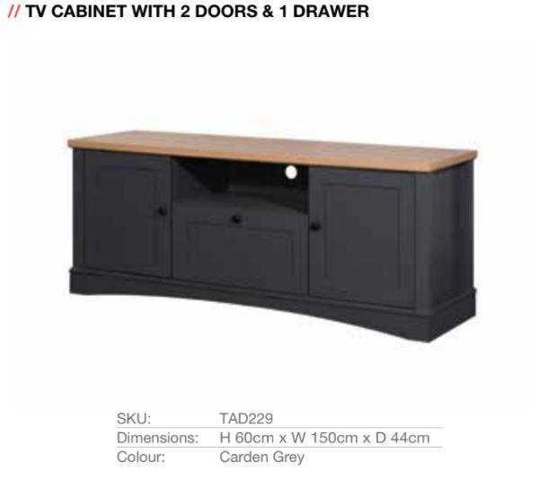 Carden TV Cabinet Stand in Grey by TAD - Price Crash Furniture