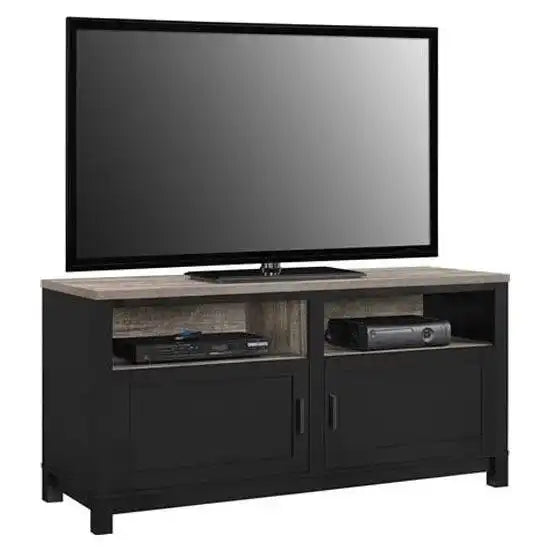 Carver TV Stand up to 60 inch TVs in Black and Weathered Oak by Dorel - Price Crash Furniture