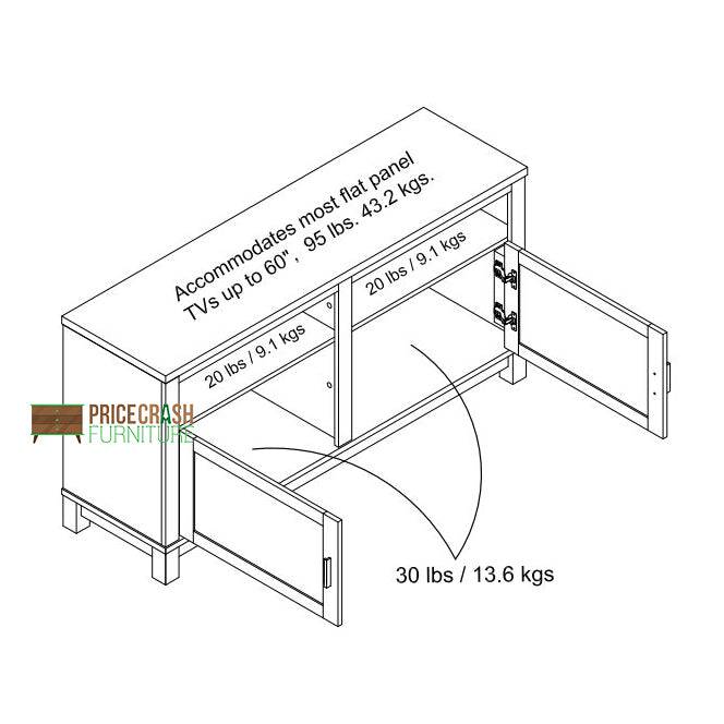 Carver TV Stand up to 60 inch TVs in Black and Weathered Oak by Dorel - Price Crash Furniture