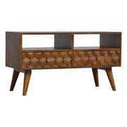Chestnut Cube Carved TV Unit - Price Crash Furniture