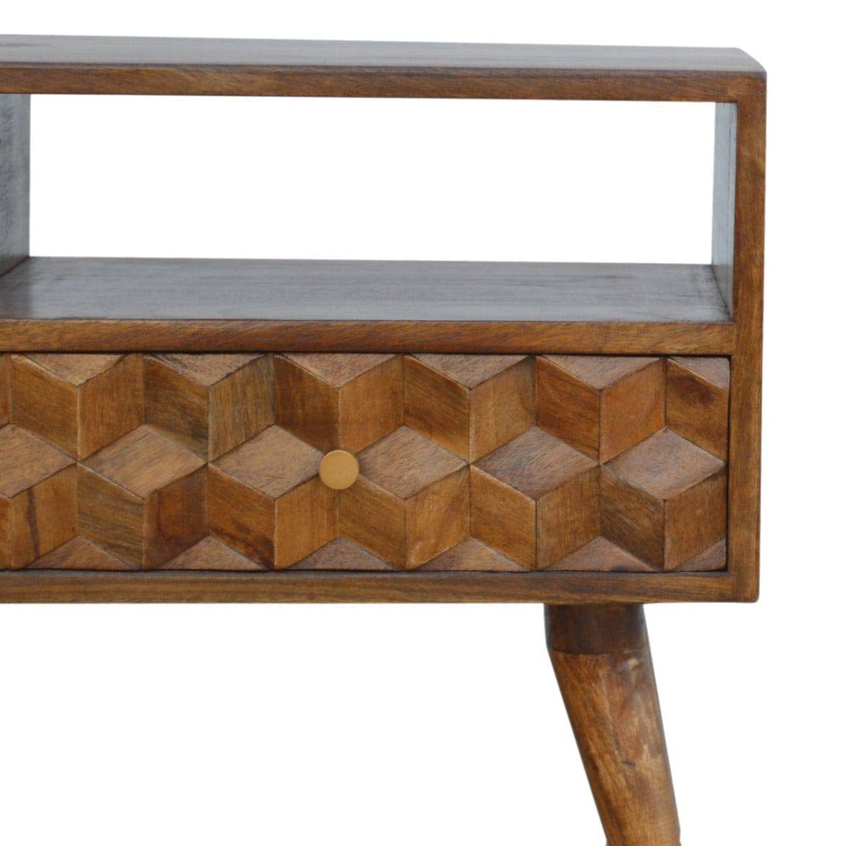 Chestnut Cube Carved TV Unit - Price Crash Furniture