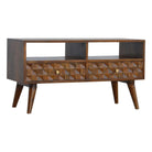 Chestnut Diamond Carved TV Unit - Price Crash Furniture