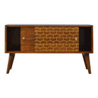 Chestnut Sliding Cabinet With Gold Patterned Door Front - Price Crash Furniture