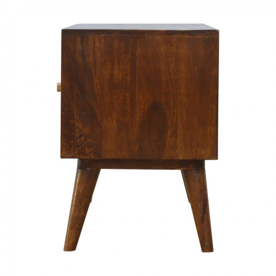 Chestnut Sliding Cabinet With Gold Patterned Door Front - Price Crash Furniture