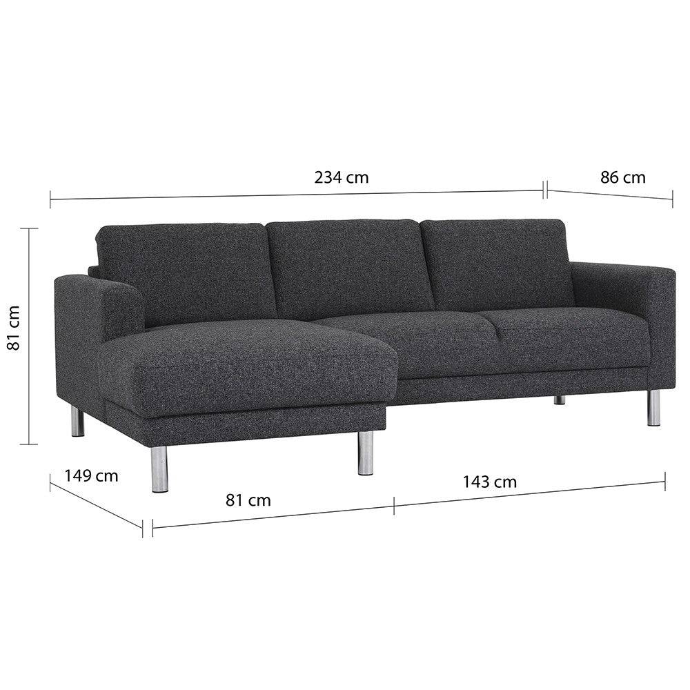 Cleveland Chaiselongue Sofa (LH) In Nova Anthracite - Price Crash Furniture