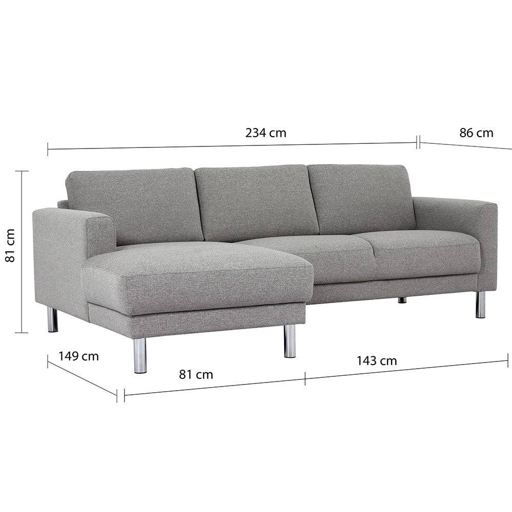 Cleveland Chaiselongue Sofa (LH) In Nova Light Grey - Price Crash Furniture