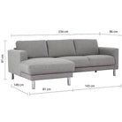 Cleveland Chaiselongue Sofa (LH) In Nova Light Grey - Price Crash Furniture