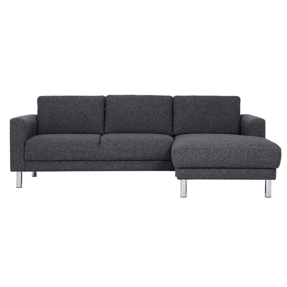 Cleveland Chaiselongue Sofa (RH) In Nova Anthracite - Price Crash Furniture