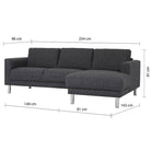 Cleveland Chaiselongue Sofa (RH) In Nova Anthracite - Price Crash Furniture