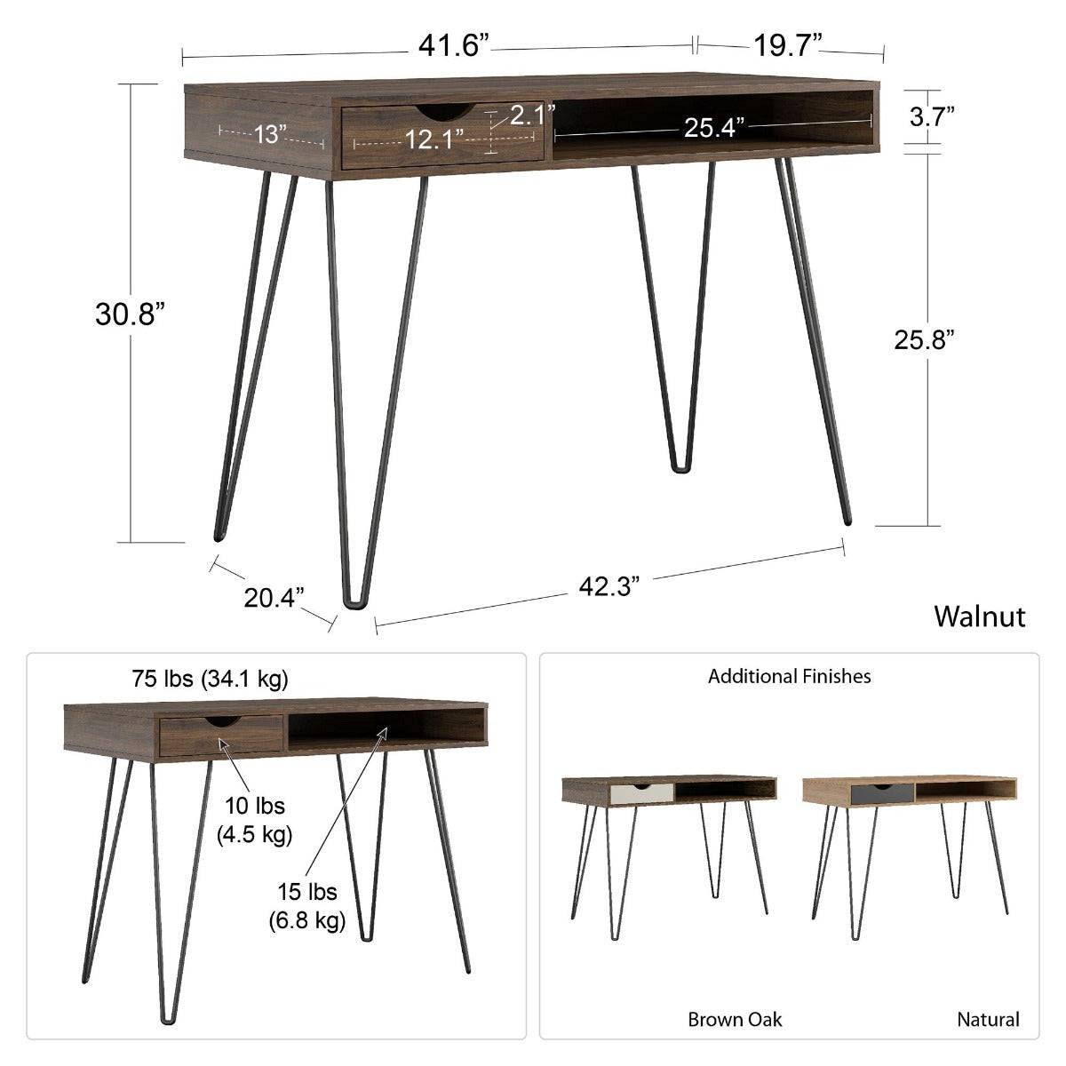 Concord Desk in Walnut by Dorel - Price Crash Furniture