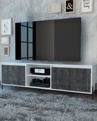 Core Dallas Ultrawide 4 Door TV Stand in White & Carbon Grey Oak Effect - Price Crash Furniture