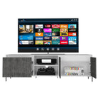 Core Dallas Ultrawide 4 Door TV Stand in White & Carbon Grey Oak Effect - Price Crash Furniture