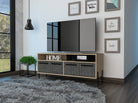 Core Harvard 4 Door TV Bench in Grey & Washed Oak Effect - Price Crash Furniture