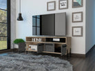 Core Harvard 4 Door TV Bench in Grey & Washed Oak Effect - Price Crash Furniture