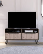 Core Nevada Widescreen 4 Door TV Stand in Grey & Smoked Oak Effect - Price Crash Furniture