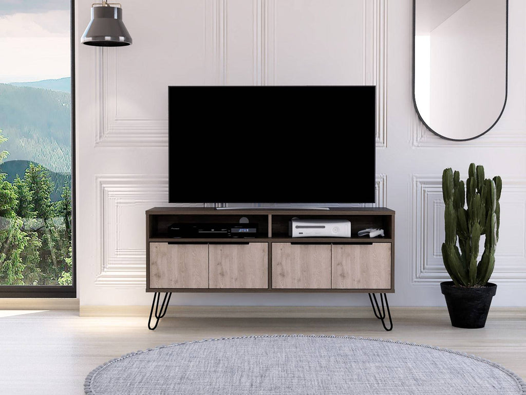 Core Nevada Widescreen 4 Door TV Stand in Grey & Smoked Oak Effect - Price Crash Furniture
