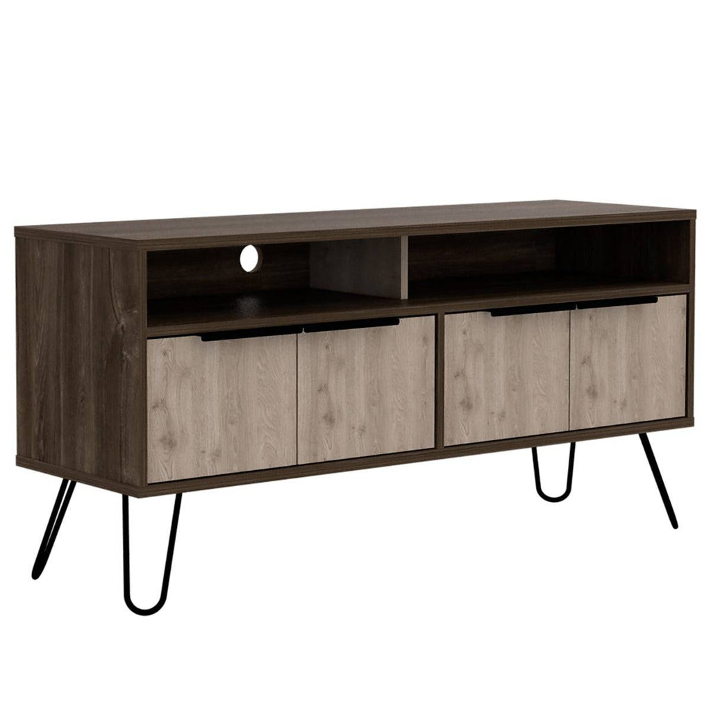 Core Nevada Widescreen 4 Door TV Stand in Grey & Smoked Oak Effect - Price Crash Furniture
