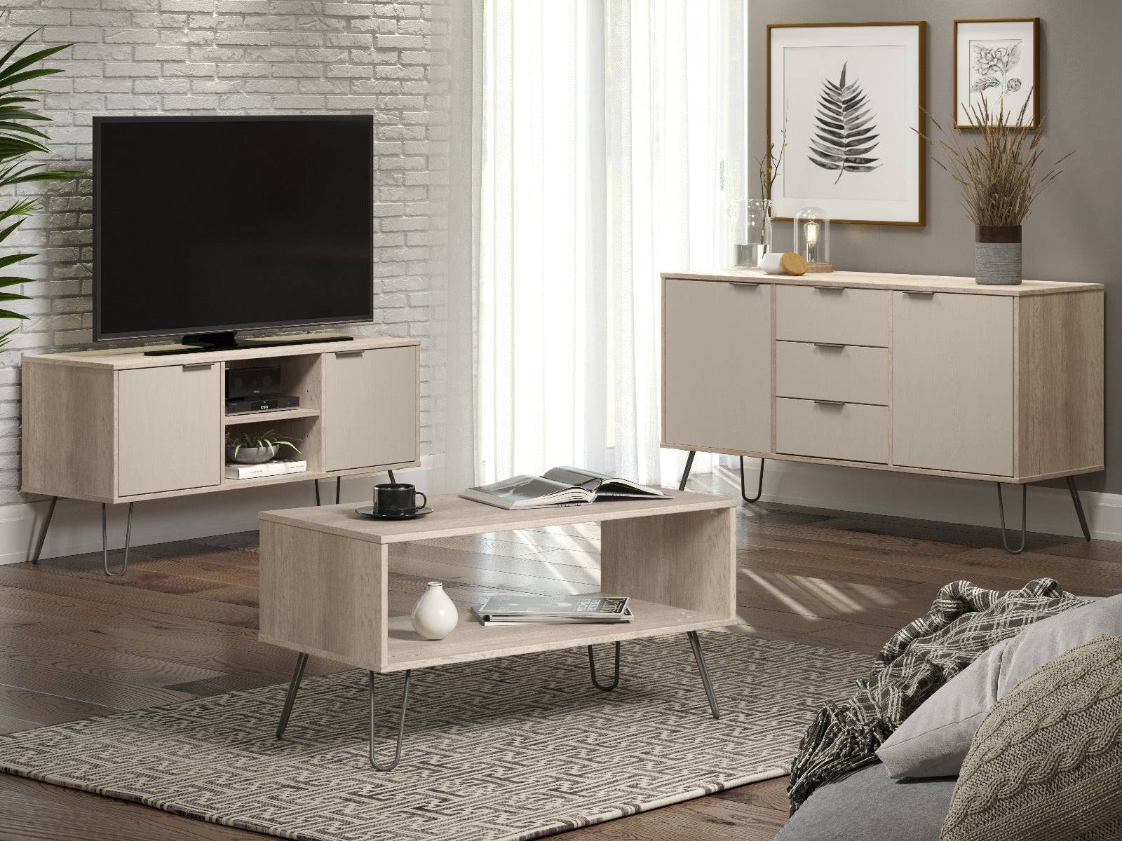 Core Products Augusta 2 Door Flat Screen TV Unit in Driftwood & Calico - Price Crash Furniture