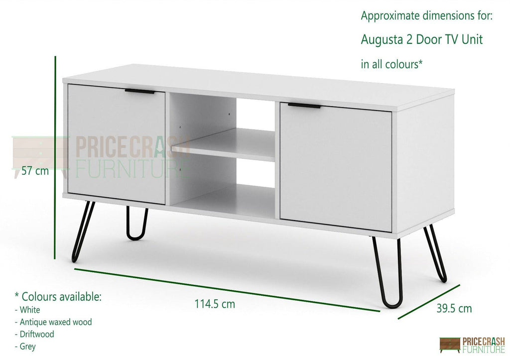 Core Products Augusta 2 Door Flat Screen TV Unit in White - Price Crash Furniture