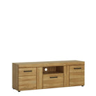 Cortina 2 Door 1 Drawer Tall TV Cabinet Stand In Grandson Oak - Price Crash Furniture