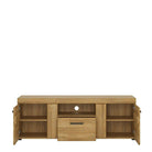 Cortina 2 Door 1 Drawer Tall TV Cabinet Stand In Grandson Oak - Price Crash Furniture