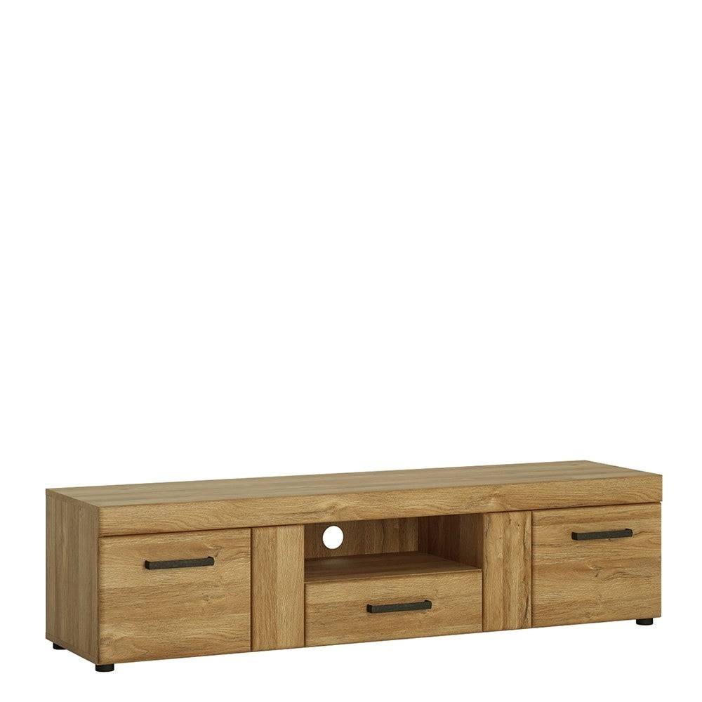 Cortina 2 Door 1 Drawer Wide TV Cabinet Stand In Grandson Oak - Price Crash Furniture