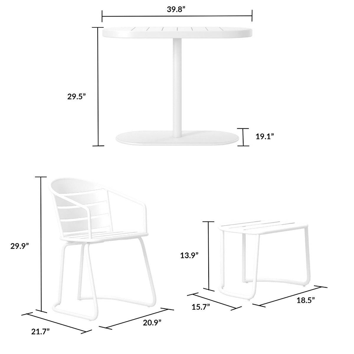 Cosco Metro Retro 5 Piece Bistro Set in White, INTELLIFIT - Price Crash Furniture