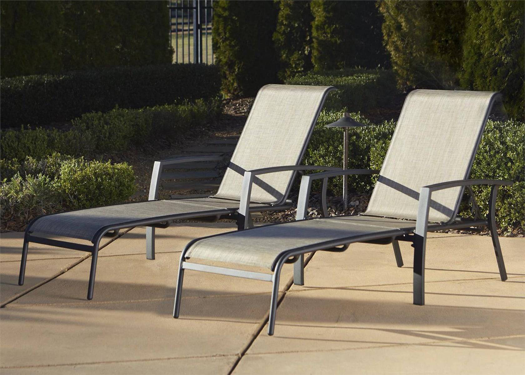 Cosco Serene Ridge Set of 2 Adjustable Sun Beds in Grey & Tan - Price Crash Furniture