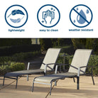 Cosco Serene Ridge Set of 2 Adjustable Sun Beds in Grey & Tan - Price Crash Furniture