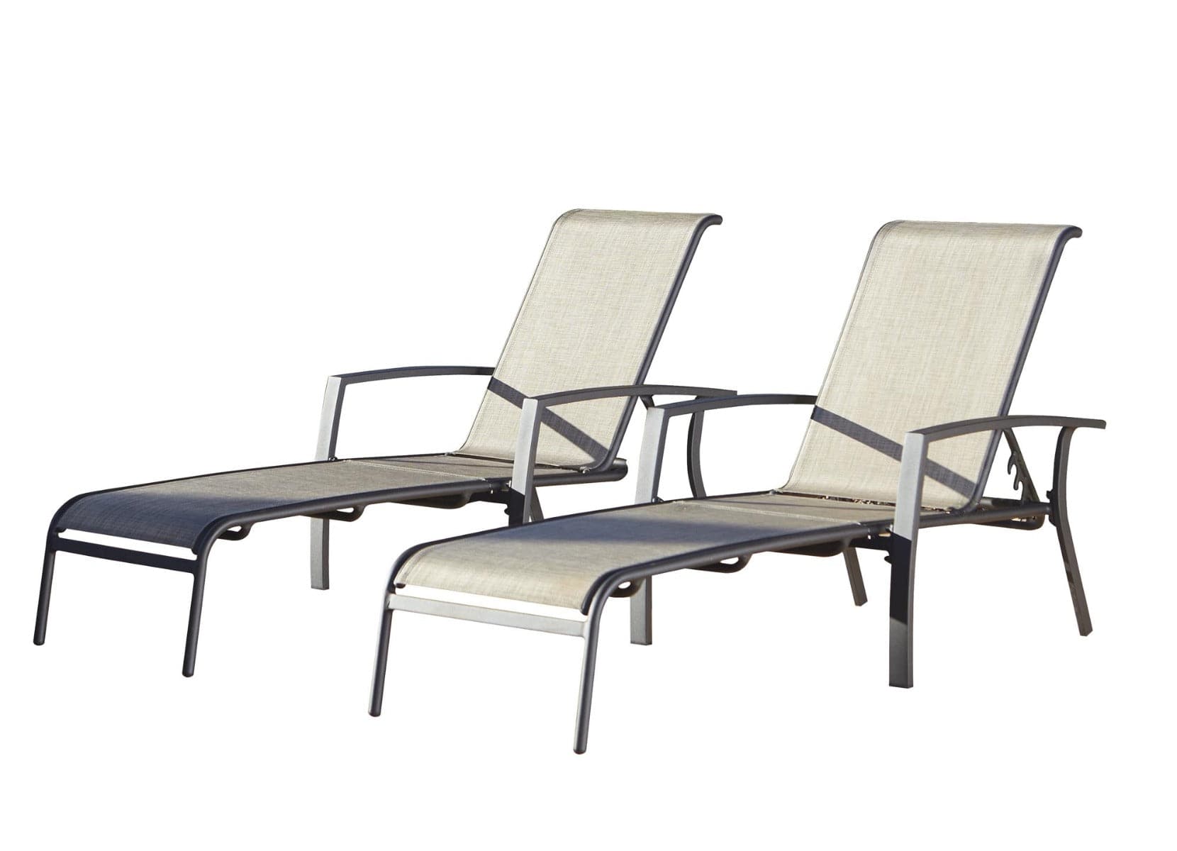 Cosco Serene Ridge Set of 2 Adjustable Sun Beds in Grey & Tan - Price Crash Furniture