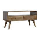 Curved Grey Washed TV Stand in Solid Mango Wood - Price Crash Furniture