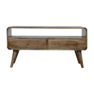 Curved Grey Washed TV Stand in Solid Mango Wood - Price Crash Furniture