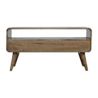 Curved Grey Washed TV Stand in Solid Mango Wood - Price Crash Furniture