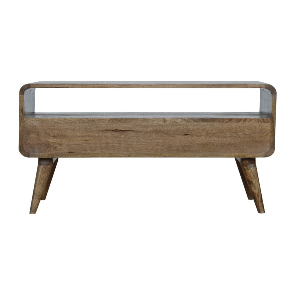 Curved Grey Washed TV Stand in Solid Mango Wood - Price Crash Furniture