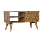 Diamond Carved Media Unit With 2 Open Slot - Price Crash Furniture