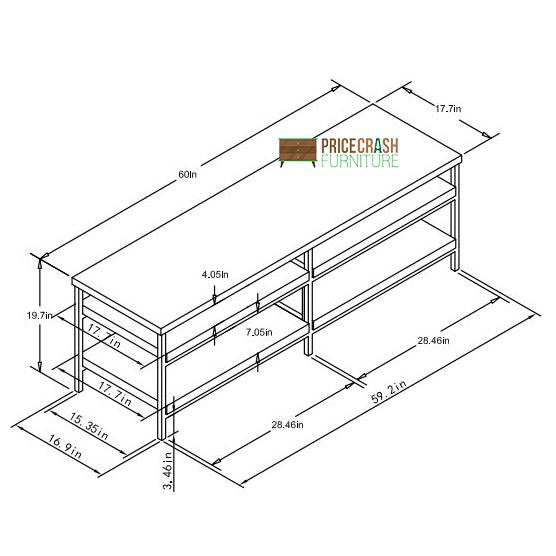 Elmwood 60 inch TV Stand in Distressed Grey Oak by Dorel - Price Crash Furniture