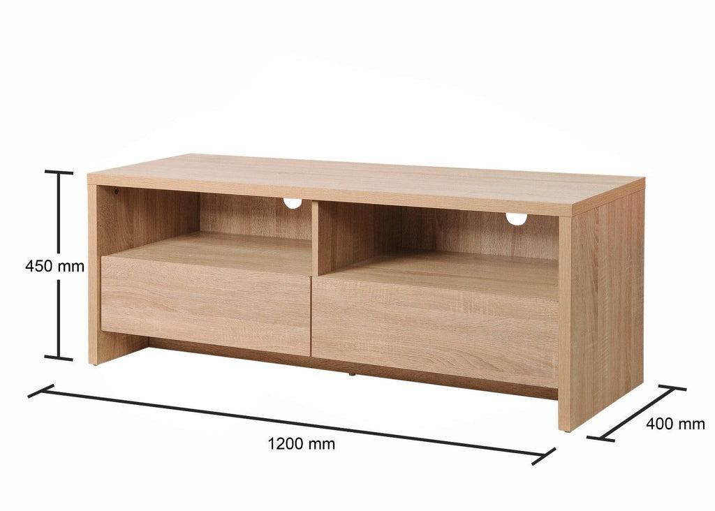 Essentials Modern TV Cabinet Stand in Sonoma Oak by TAD - Price Crash Furniture