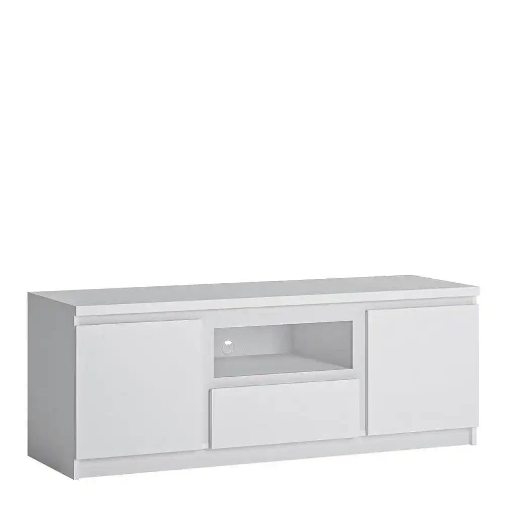 Fribo 2 Door 1 Drawer 136 cm Wide TV Cabinet in Alpine White - Price Crash Furniture
