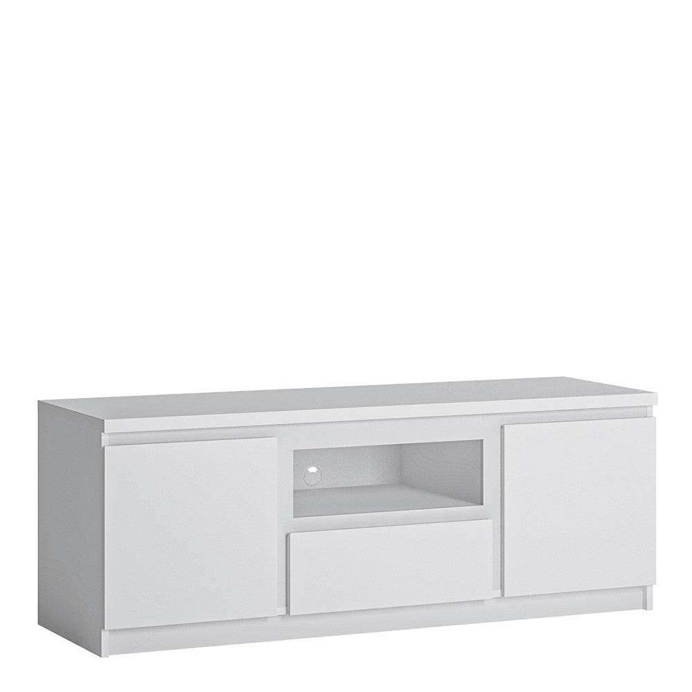 Fribo 2 Door 1 Drawer 136 cm Wide TV Cabinet in Alpine White - Price Crash Furniture