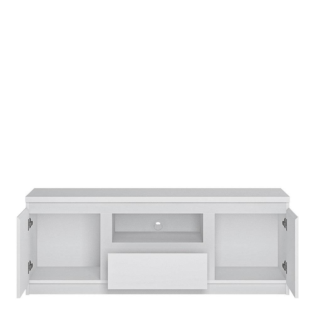 Fribo 2 Door 1 Drawer 136 cm Wide TV Cabinet in Alpine White - Price Crash Furniture