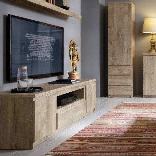 Fribo 2 Door 1 Drawer 166 cm Wide TV Cabinet in Golden Oak - Price Crash Furniture