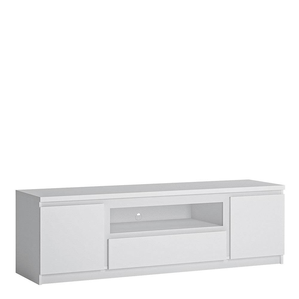 Fribo 2 Door 1 Drawer 166 cm Wide TV Cabinet in White - Price Crash Furniture