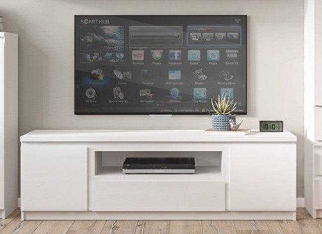 Fribo 2 Door 1 Drawer 166 cm Wide TV Cabinet in White - Price Crash Furniture