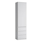 Fribo Tall Narrow 1 Door 3 Drawer Cupboard in Alpine White - Price Crash Furniture