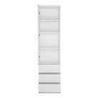 Fribo Tall Narrow 1 Door 3 Drawer Cupboard in Alpine White - Price Crash Furniture