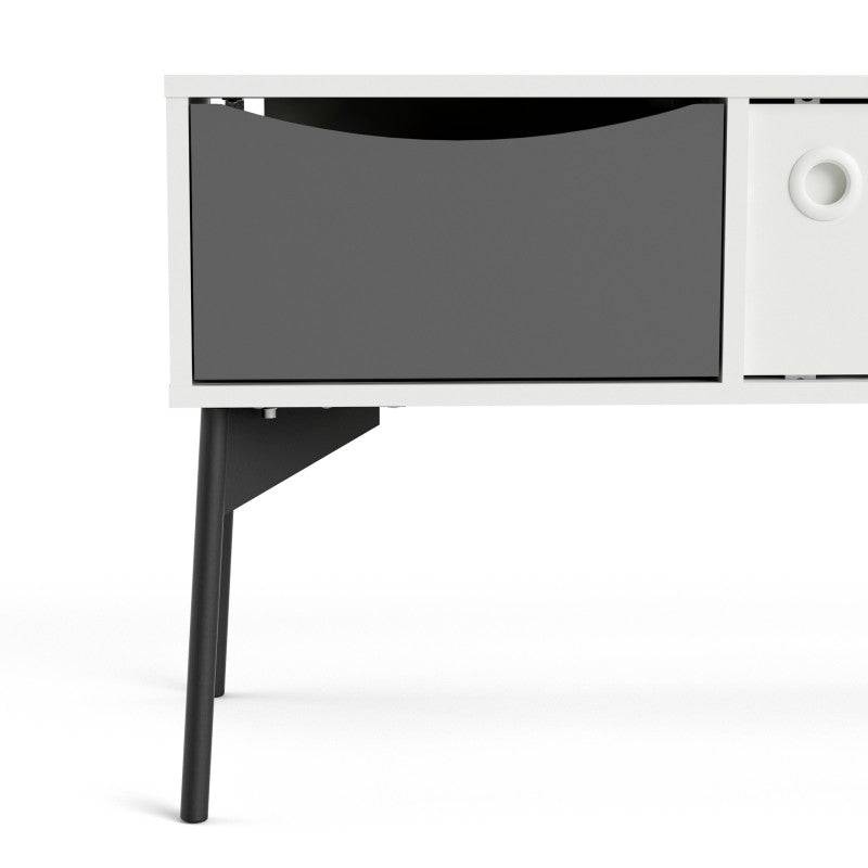 Fur TV-Unit 2 sliding Doors + 1 Drawer in Grey and White - Price Crash Furniture